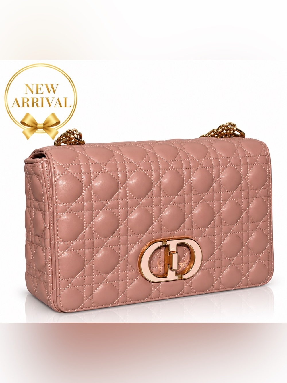 🌸 Quilted Chain Shoulder Bag – Dusty Rose/Pink 🌸